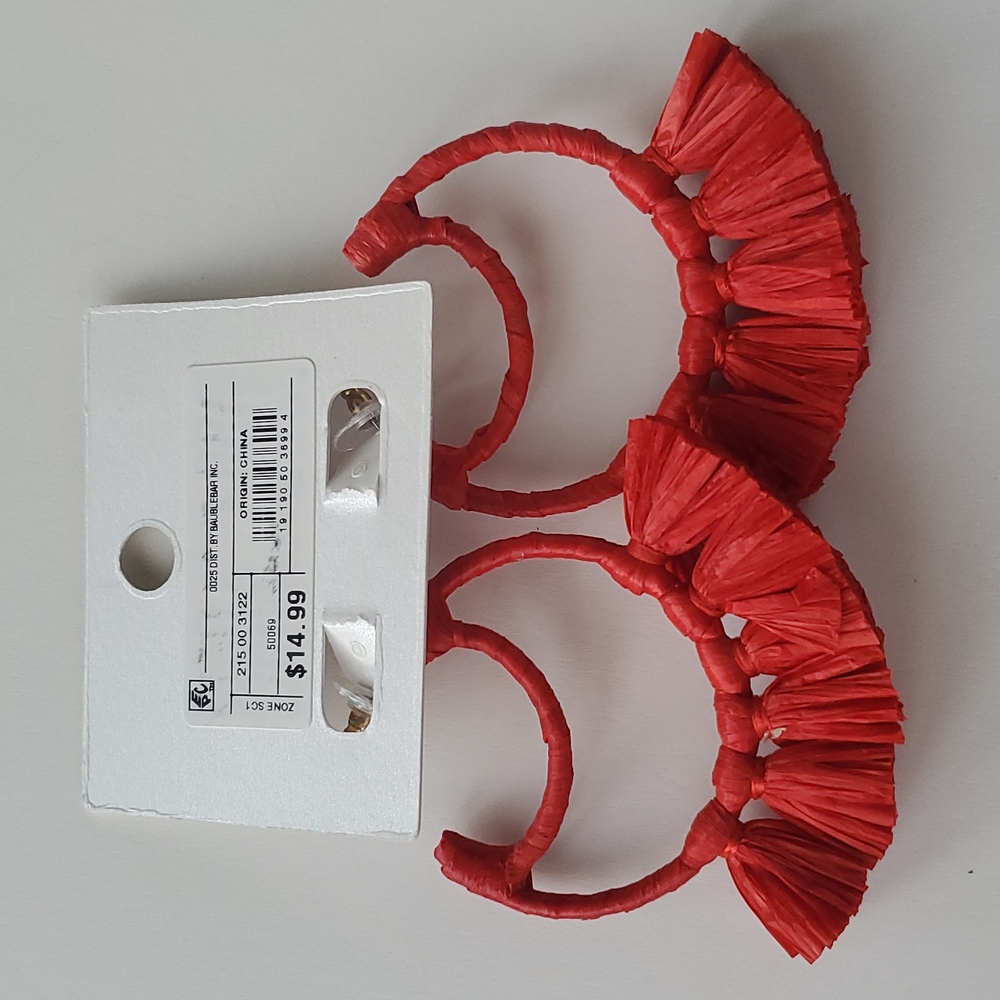 BaubleBar Red Tassel Hoop Earrings - Picture 4 of 4